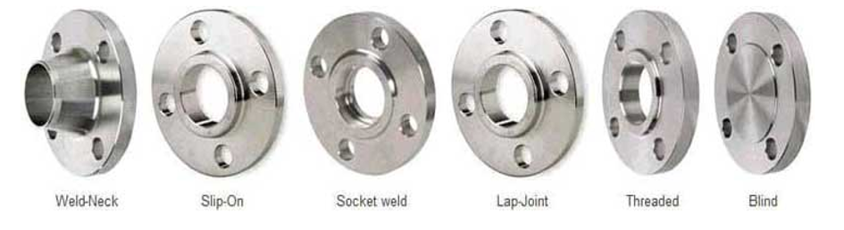 Types of flanges used often in pipe spools